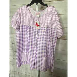 New Tati Fashion Women's Sz Medium Purple Button Down Sleep Shirt or smock